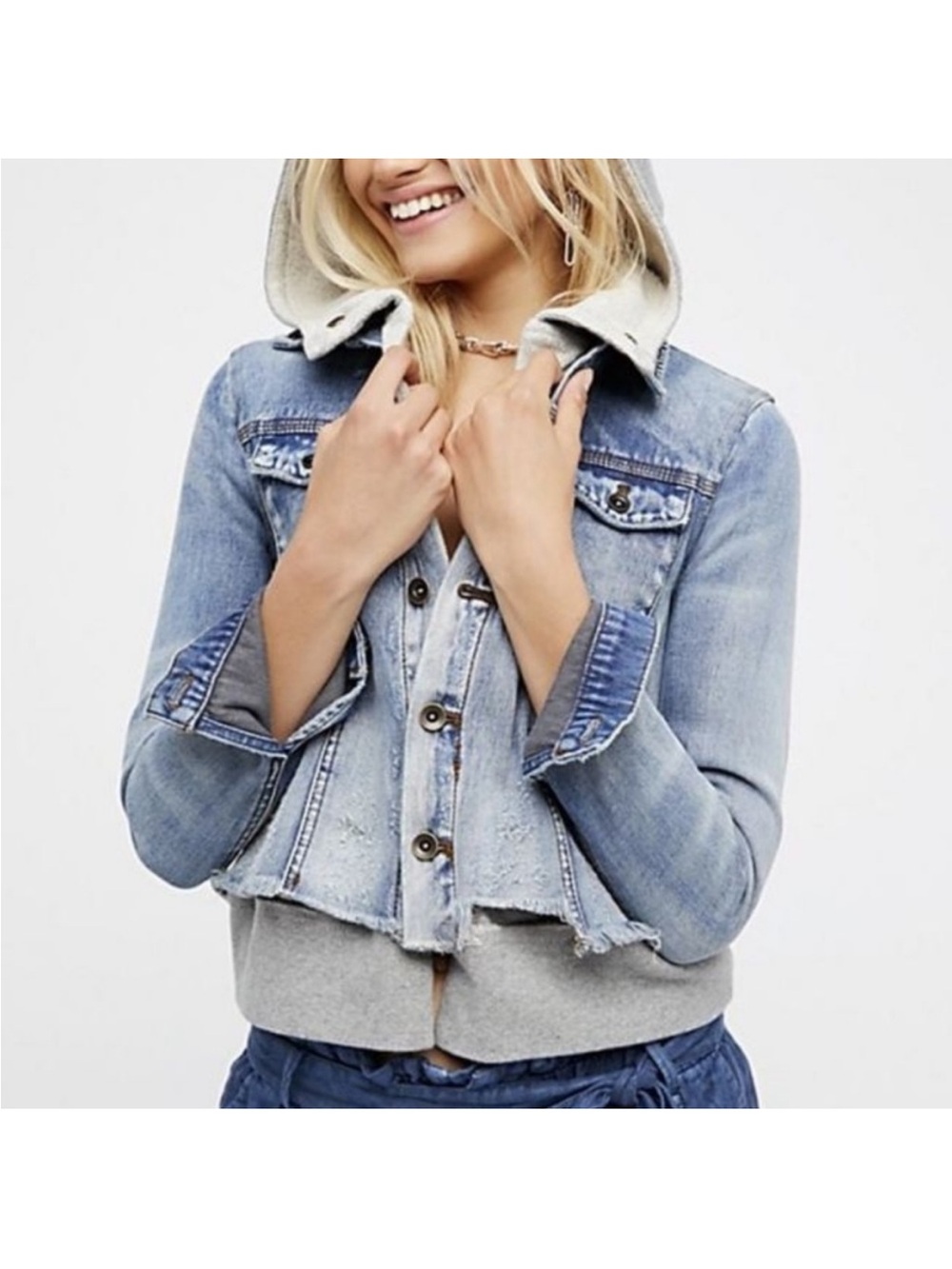 Free People distressed denim jacket
